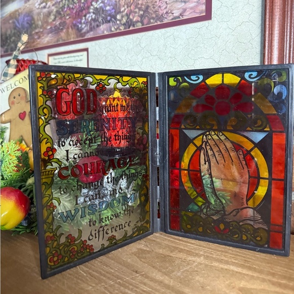 Other - Vintage 1997 Catholic Stained Glass Serenity Prayer Panel Home Decor